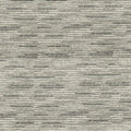 Close-up of neutral gray striated upholstery fabric showing subtle horizontal lines and textured viscose-blend weave, suitable for contemporary sofas (75% viscose, 24% polyester, 1% acrylic).