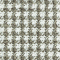 Close-up of beige, gray and white boucle upholstery fabric showing a textured looped weave in a subtle checker pattern, suitable for contemporary sofas; 70% acrylic, 30% polyester.