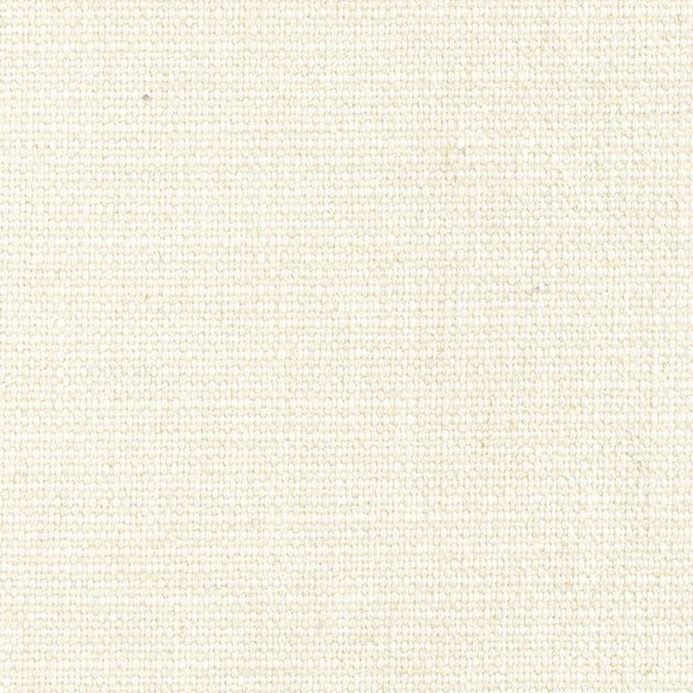 Close-up of neutral cream woven upholstery fabric showing a subtle linen-like texture and tight weave; composition: 6% wool, 20% linen, 43% viscose, 16% acrylic, 15% polyester.