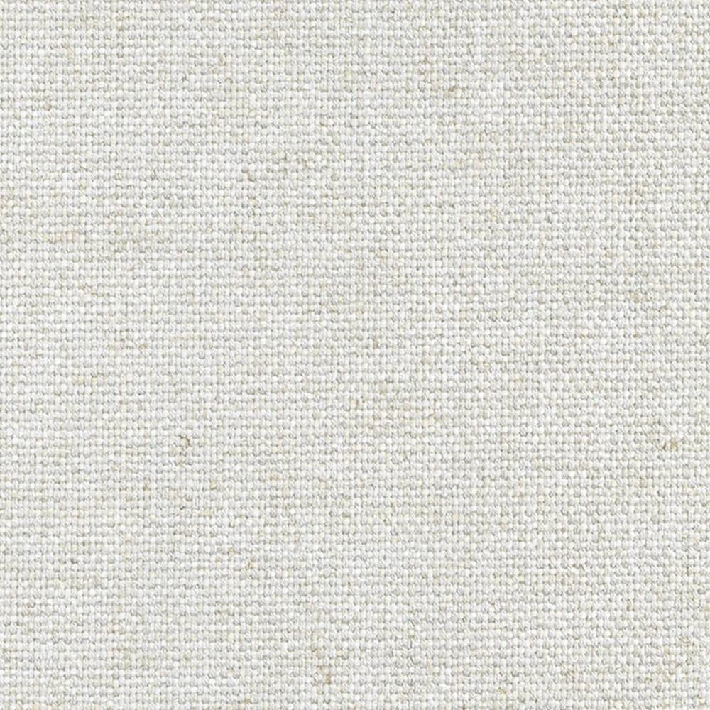 Close-up of cream-beige woven upholstery fabric, a linen-viscose-acrylic-polyester blend, showing fine plain weave texture suitable for contemporary sofas and office seating.