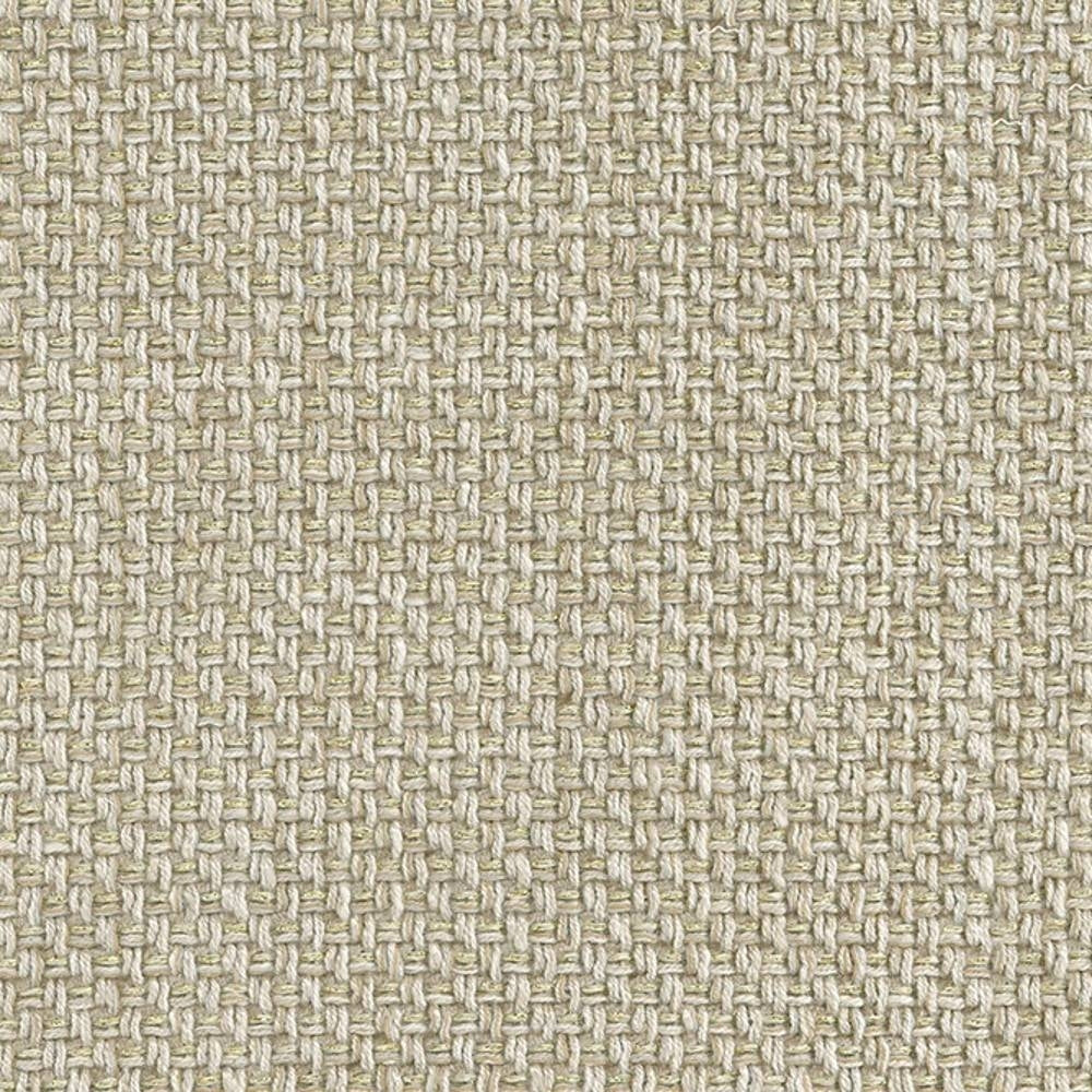 Close-up of beige-cream woven upholstery fabric showing a small basket-weave texture and natural tones; 25% linen, 50% viscose, 25% polyester blend suitable for contemporary sofa upholstery.