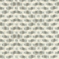 Close-up of textured woven upholstery fabric in neutral light gray and off-white, showing a subtle wave-like basketweave pattern in a 10.5% linen, 24.5% rayon and 65% polyester blend suitable for sofas.