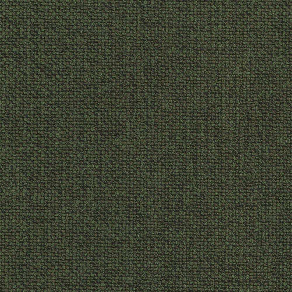Close-up swatch of olive-green textured upholstery fabric with a tight looped weave, ideal for contemporary and modern sofas; fabric blend: 15% cotton, 20% rayon, 10% wool, 22% acrylic, 33% triacetate.