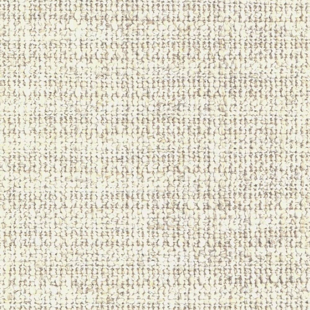 Close-up of a beige and cream woven upholstery fabric showing a looped bouclé texture; 14% linen, 16% rayon, 22% acrylic and 48% polyester blend, ideal for sofa upholstery.