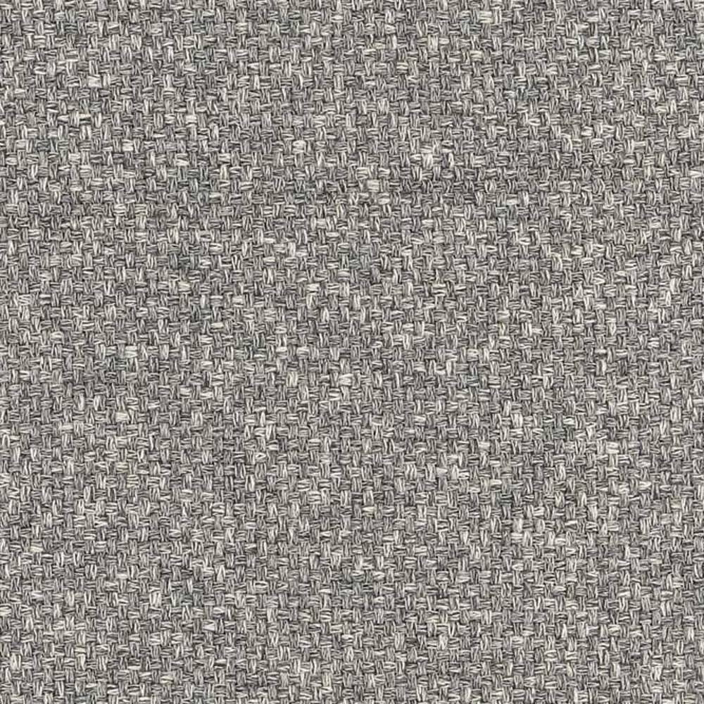 Close-up of gray-beige woven upholstery fabric with a tight basketweave texture; 33% cotton, 15% rayon and 52% polyester blend suitable for sofa upholstery in a contemporary neutral style.