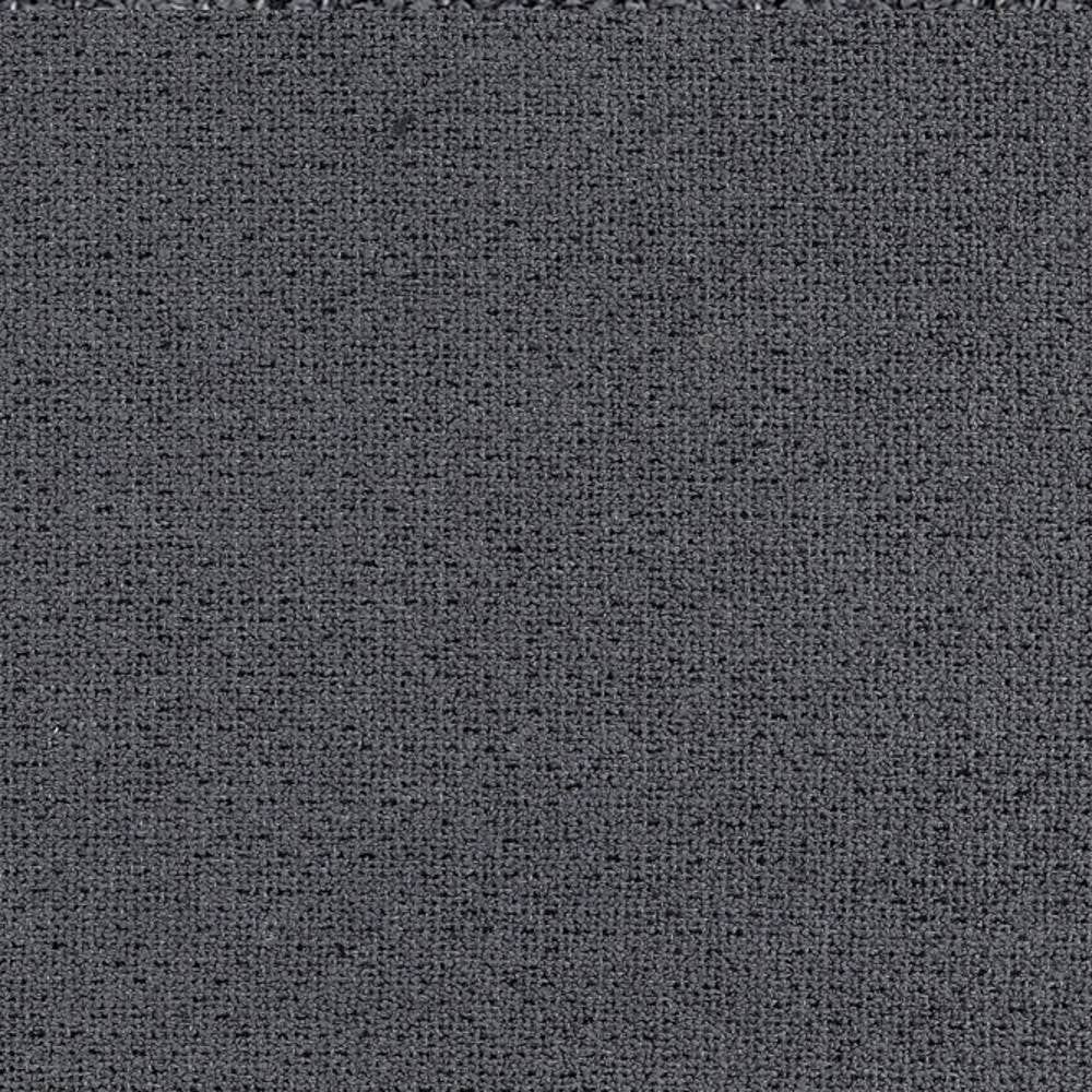 Close-up of dark gray woven upholstery fabric for sofas, 68% rayon and 32% polyester, showing a tight, uniform textured weave.