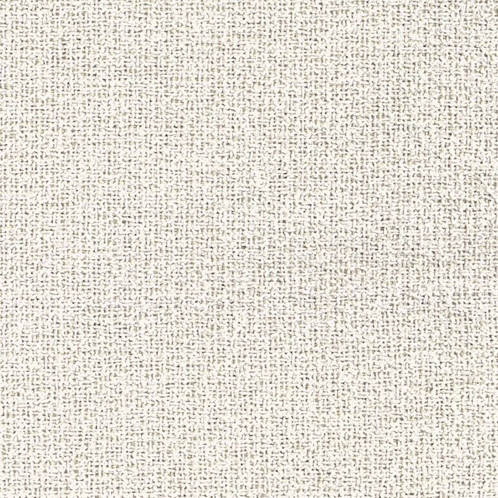 Close-up of cream-beige woven upholstery fabric for sofas, 73% rayon and 27% triacetate, showing a subtle textured basketweave pattern in a neutral contemporary modern color.