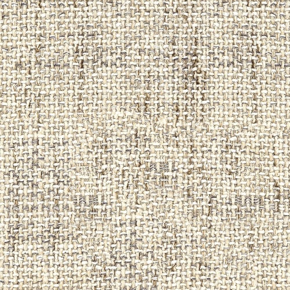 Close-up of beige and cream woven upholstery fabric with a textured basketweave pattern, showing fiber mix (54% rayon, 7% acrylic, 39% triacetate) suitable for contemporary sofas and office seating.