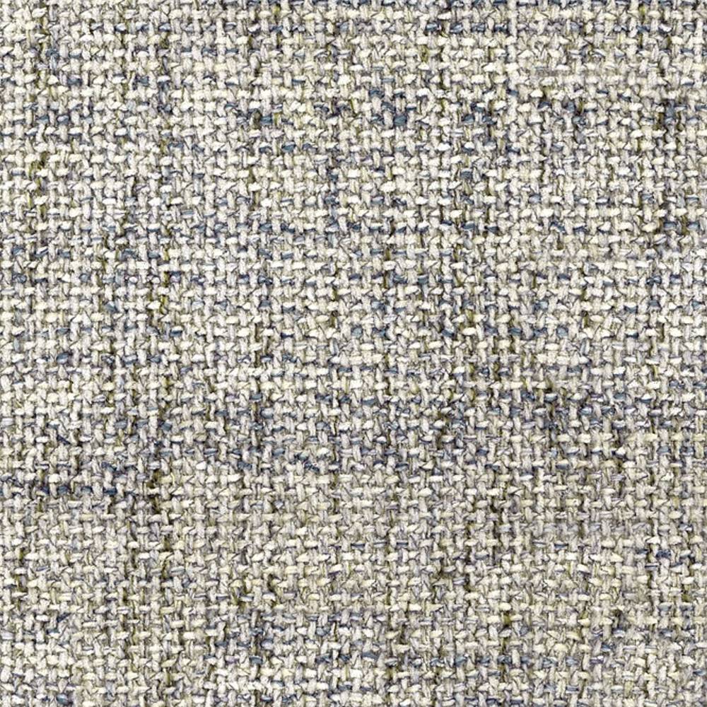 Close-up of beige and cream woven upholstery fabric showing textured looped yarns with subtle gray and olive flecks; 54% rayon, 7% acrylic, 39% triacetate.