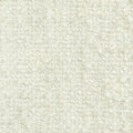 Close-up of white boucle sofa fabric showing a soft, looped nubby texture; wool-blend composition (24% wool, 66% acrylic, 10% polyester) ideal for contemporary modern upholstery.