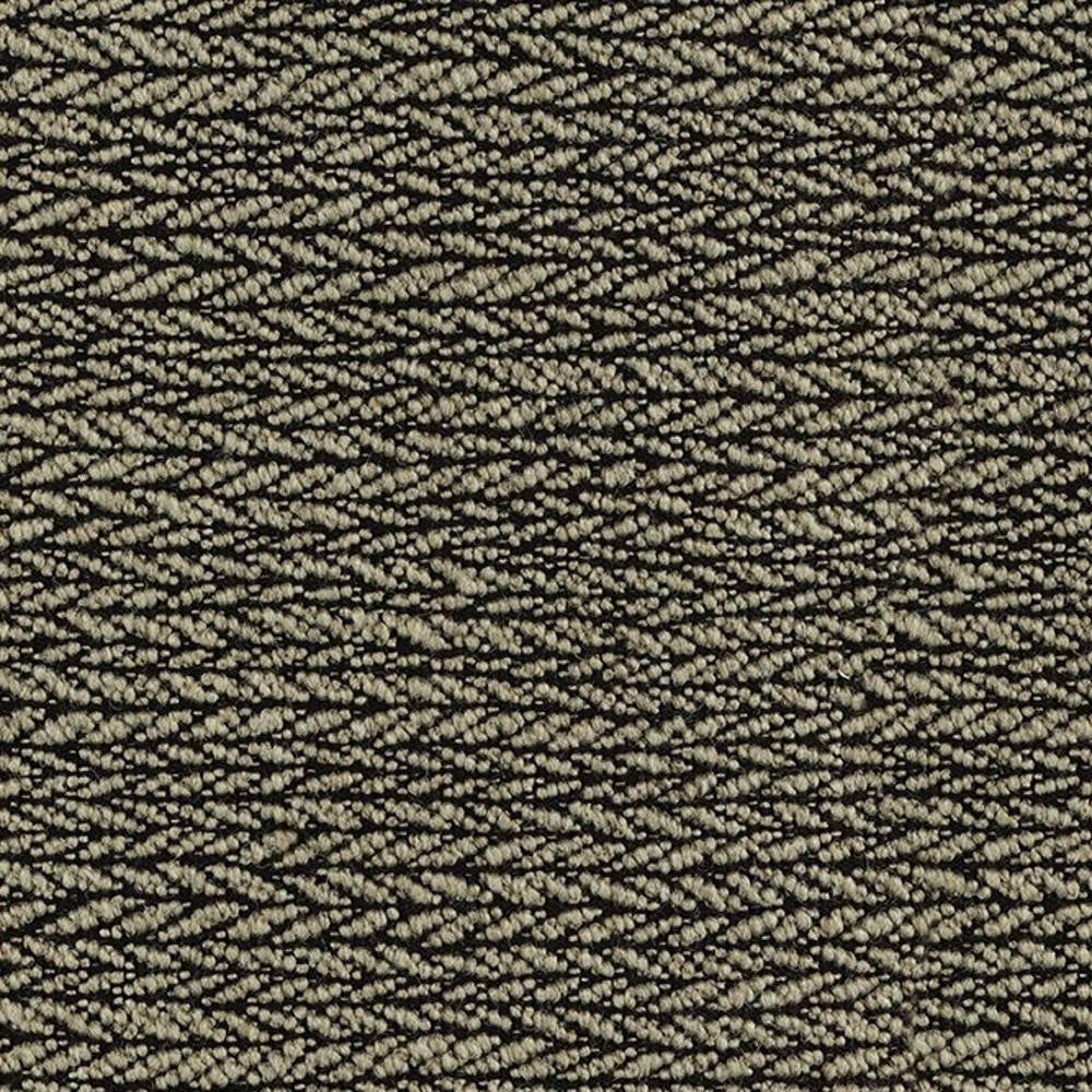 Close-up of neutral looped upholstery fabric in a wool-blend (18% wool, 47% acrylic, 35% polyester), showing a dense two-tone beige and dark zigzag texture suitable for sofa upholstery and indoor use.