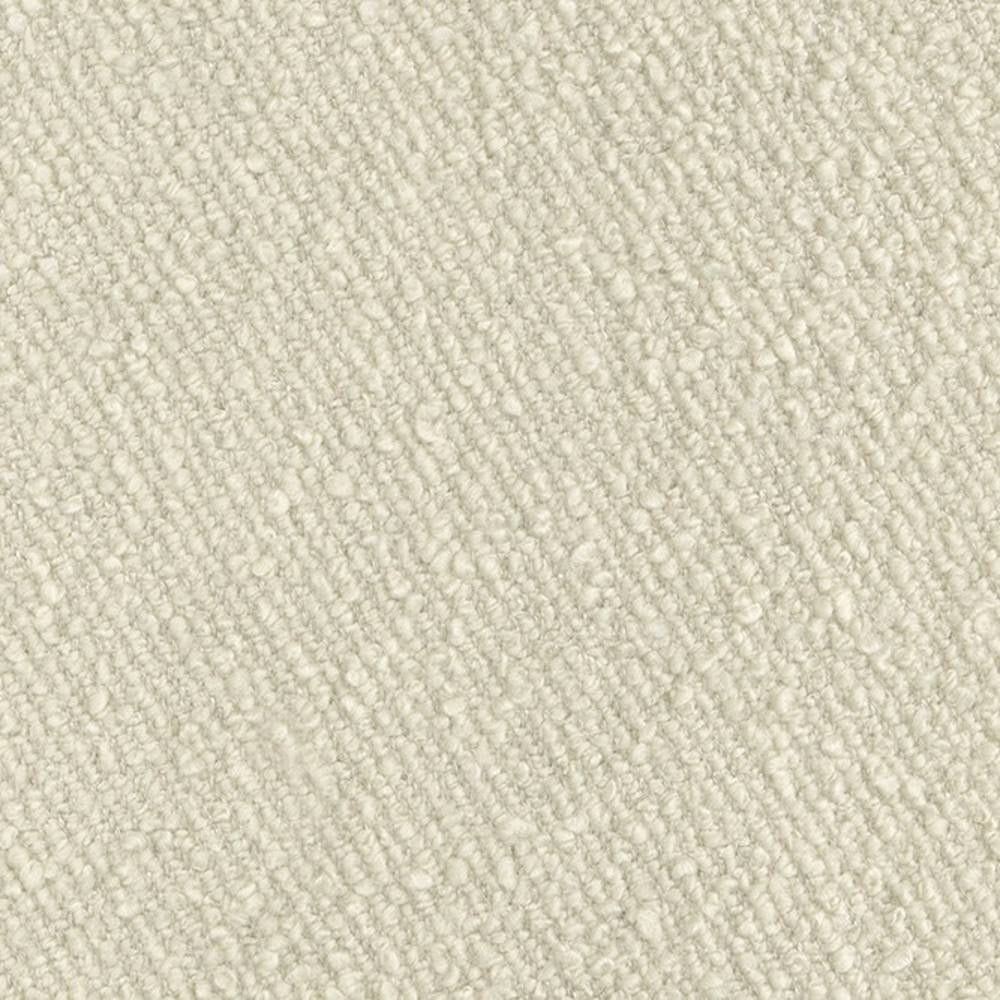 Close-up of cream bouclé upholstery fabric showing a nubby, woven texture; 24% wool, 11% linen, 15% viscose, 40% acrylic and 10% polyester blend designed for sofa upholstery.