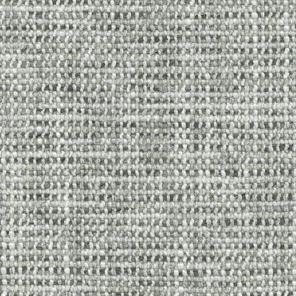 Close-up of light gray wool-blend upholstery fabric (18% wool, 67% acrylic, 15% polyester) showing a tight, neutral woven texture suited for contemporary sofas.