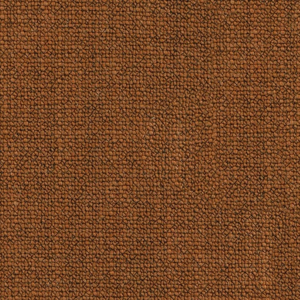 Close-up of warm brown looped upholstery fabric with pebble-like texture, heavy-duty 18% wool, 57% acrylic, 24% polyester blend designed for contemporary sofas.