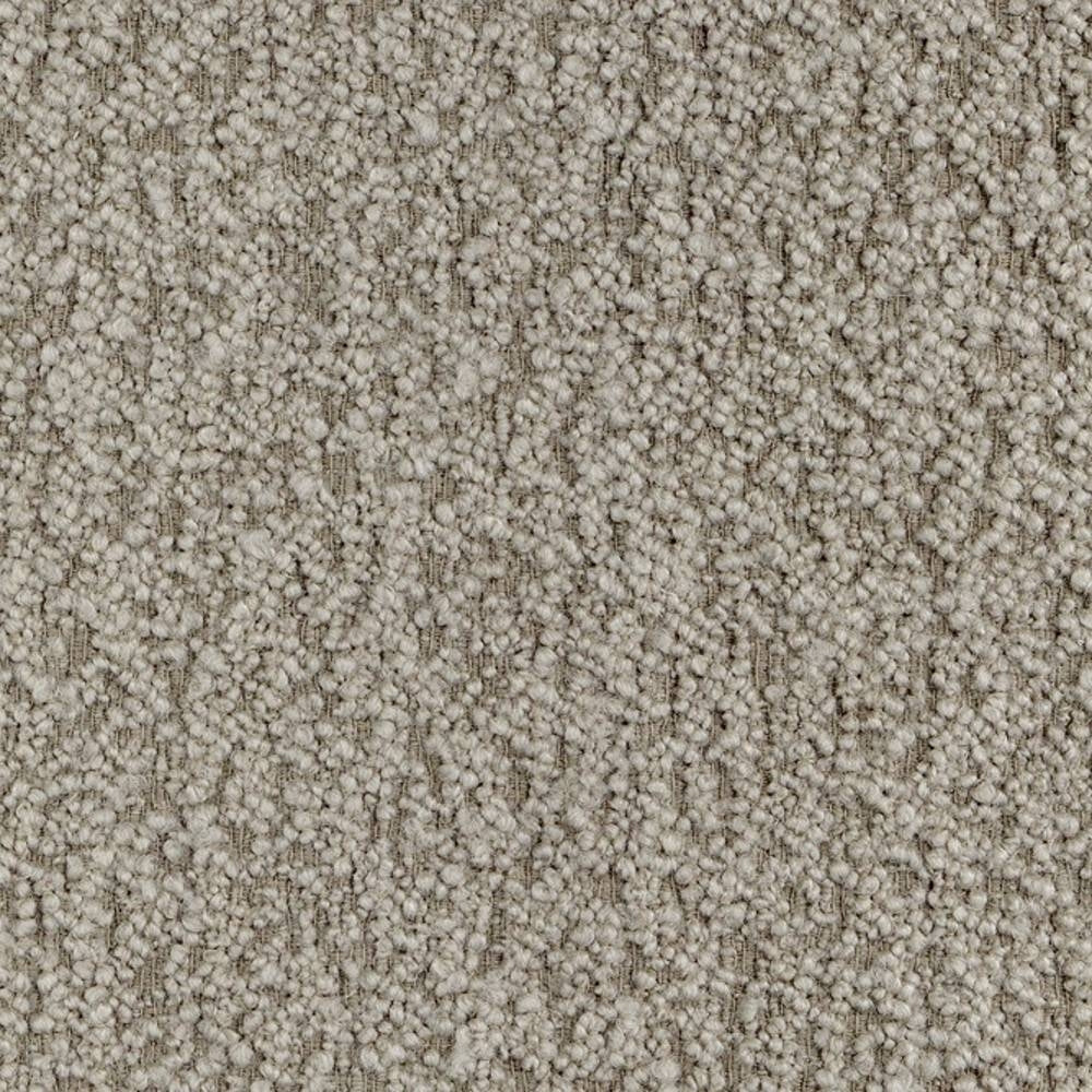 Close-up of cream boucle upholstery fabric showing dense nubby looped texture in a 30% wool, 47% acrylic, 23% polyester blend, ideal for modern sofa upholstery.