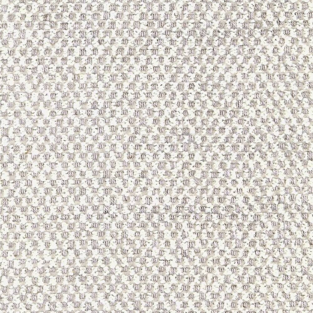 Close-up of a neutral off-white woven upholstery fabric showing a small basketweave texture; blend of wool, acrylic, linen, rayon and polyester for sofa upholstery.