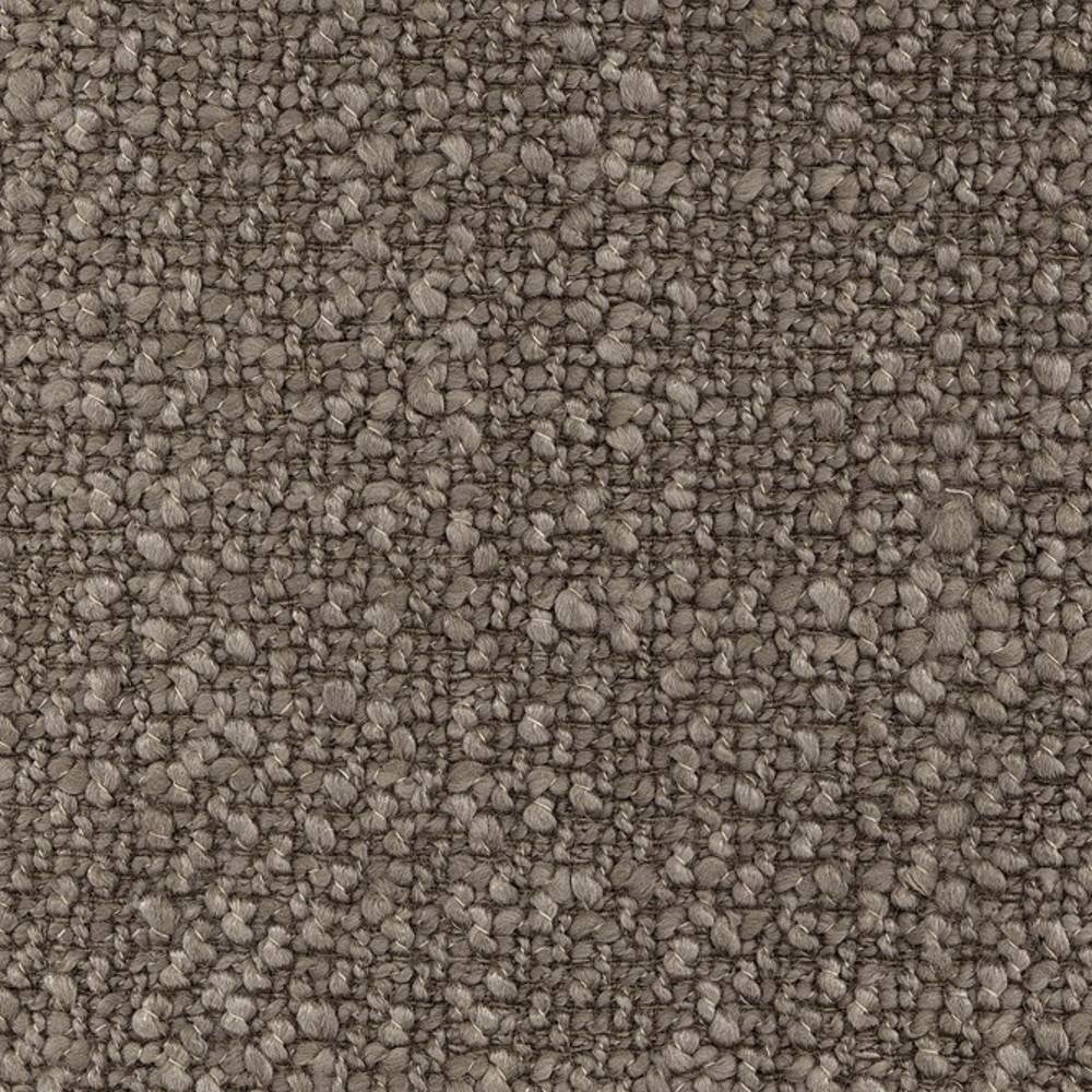 Close-up of cream neutral looped upholstery fabric with a pebble-like bouclé texture; 73% rayon and 27% triacetate, durable for indoor sofa use.