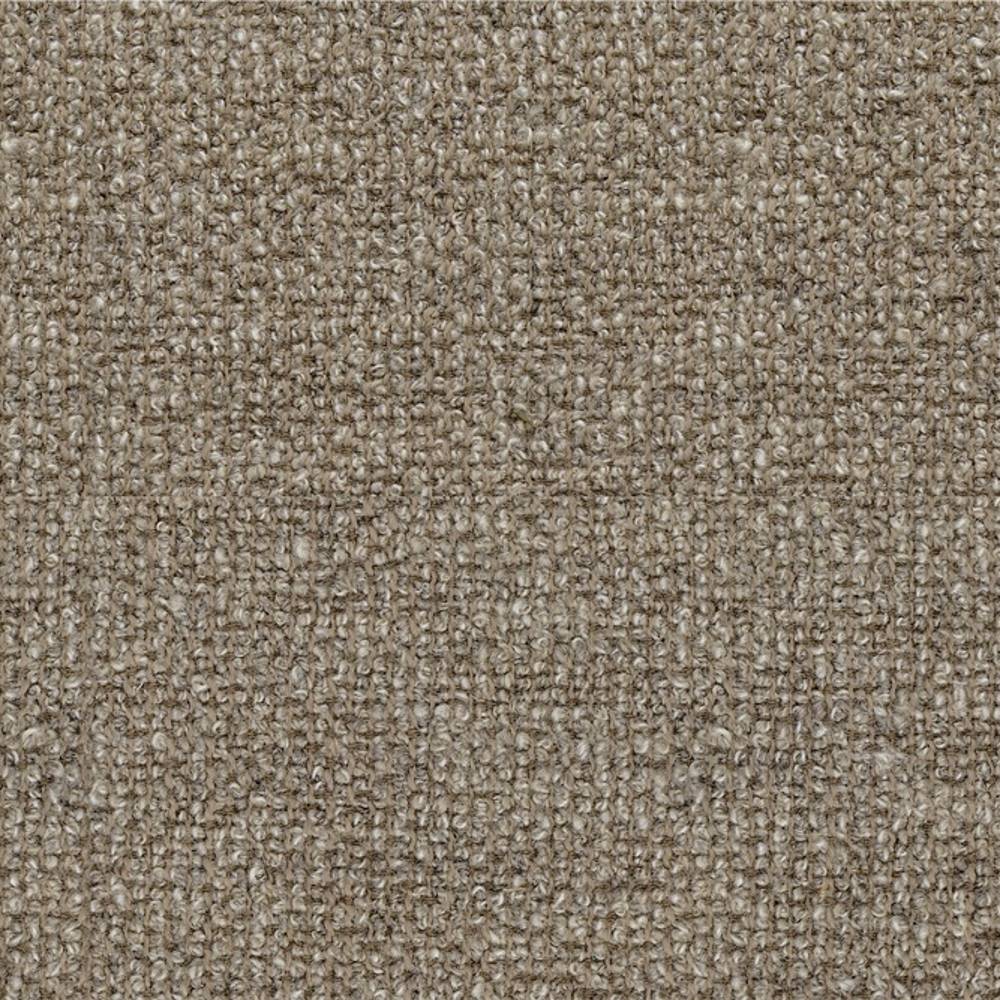 Close-up of a beige looped upholstery fabric swatch showing textured weave and subtle heathering; 25% wool, 45% acrylic, 30% triacetate blend for contemporary sofa upholstery.