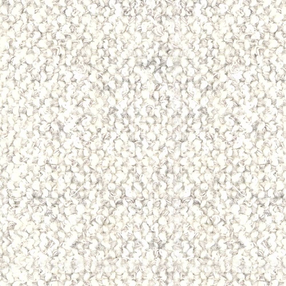 Close-up of cream boucle upholstery fabric showing dense looped texture and subtle neutral flecking; high-performance blend of wool, rayon, acrylic and triacetate suitable for sofa upholstery.