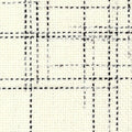 Close-up of cream wool-blend upholstery fabric showing a black windowpane grid and textured woven surface; composition 30% wool, 54% acrylic, 14% triacetate, suited for contemporary sofas and office seating.