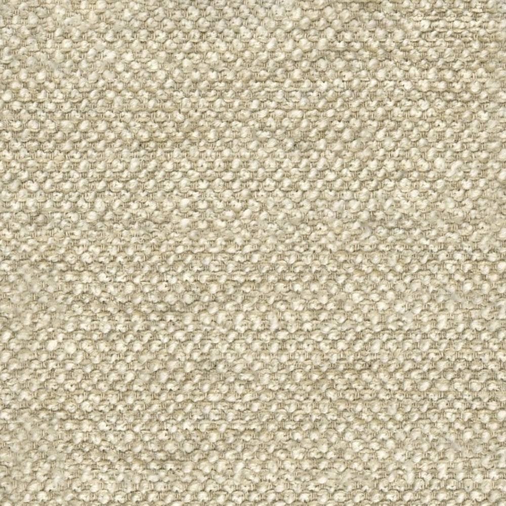 Close-up of soft beige-cream boucle upholstery fabric showing a textured looped weave; durable wool, acrylic, linen, rayon and triacetate blend ideal for contemporary sofas and indoor upholstery.