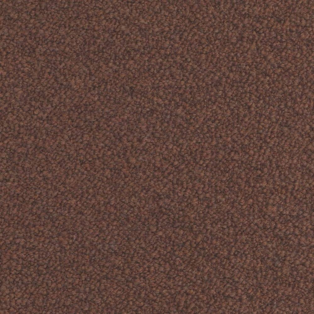 Close-up swatch of warm brown felted wool-look bouclé upholstery fabric showing dense, looped texture and soft nubby surface; wool-acrylic blend ideal for sofa and indoor upholstery.